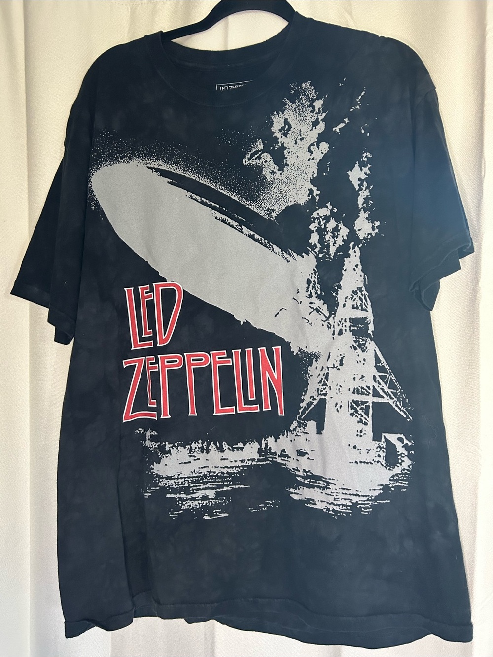 Led Zeppelin Black White Washed Graphic Cotton Band T Shirt